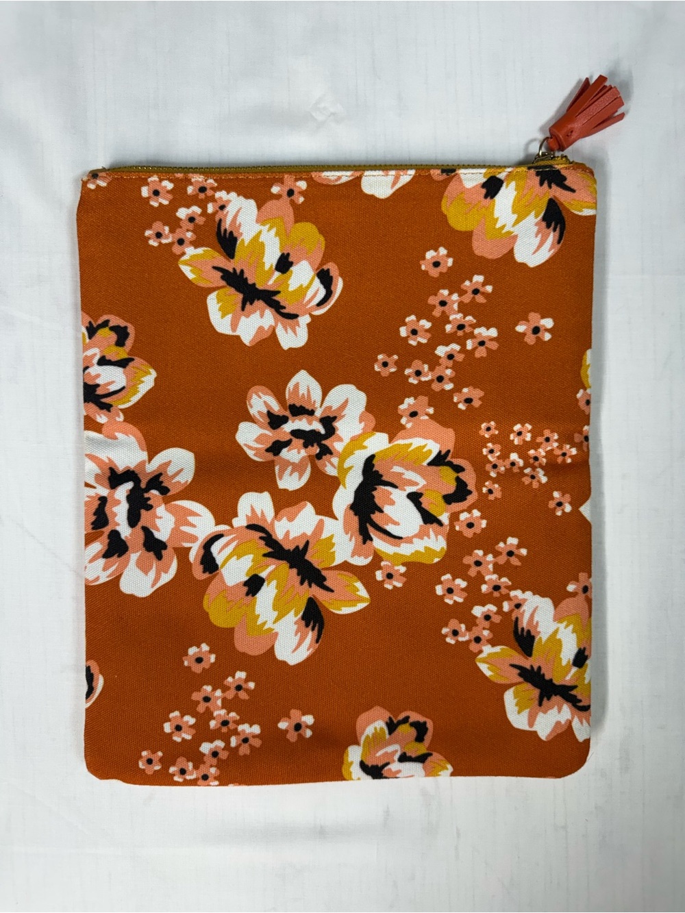 Rachel Pally Rust Floral Zip Pouch with Pink, Yellow, Black, White